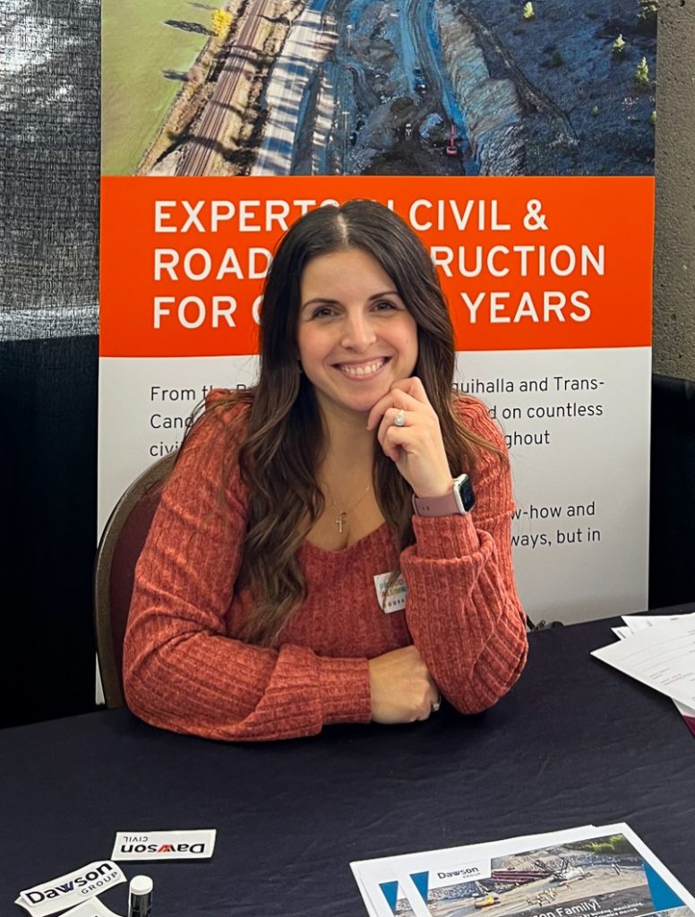 Bianca Martin of the Dawson Group at the TRU Career and Experiential Learning Job Fair at Thompson Rivers University in Kamloops, British Columbia.